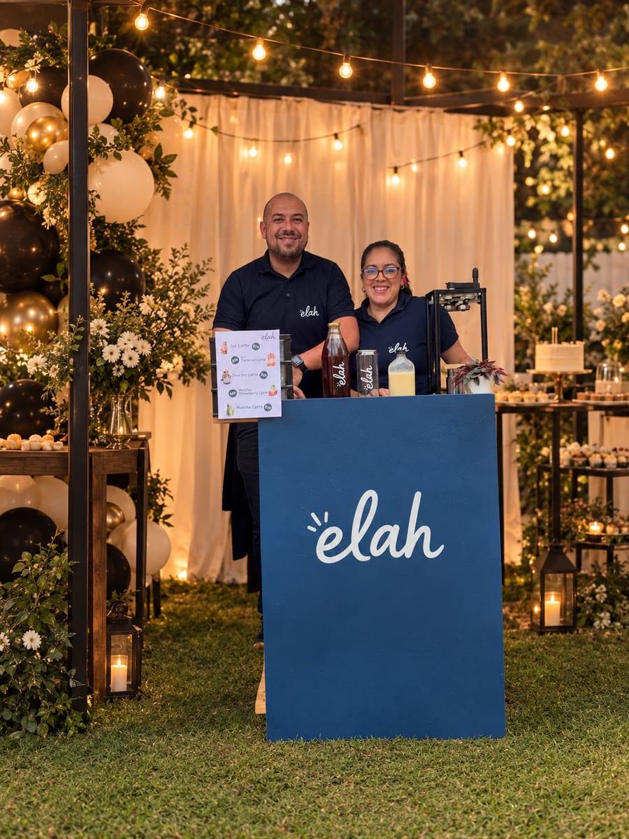 Barra móvil Elah Café en una celebración nocturna