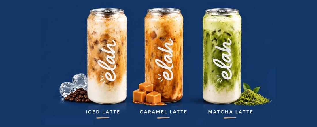 Bebidas Elah Café: iced latte, caramel latte y matcha latte